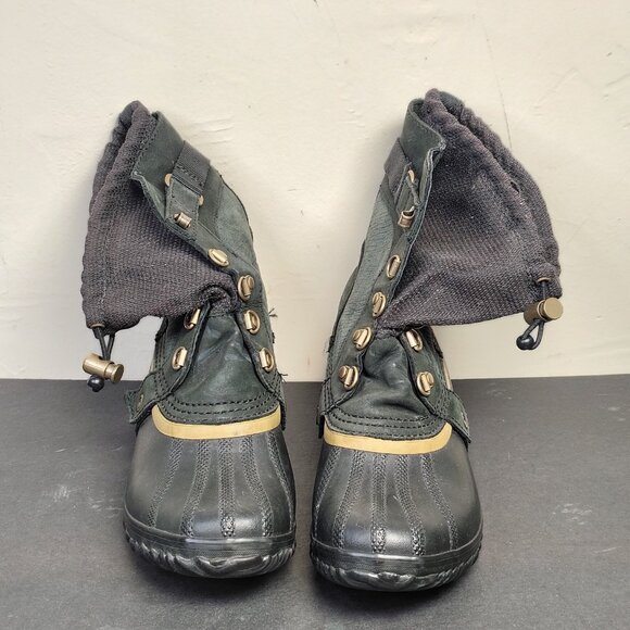 Sorel Boots Womens Conquest Carly Short Winter Snow Duck Boot Leather Black - Picture 1 of 8